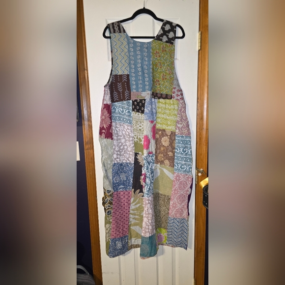 Women's Pol S Oversized Colorful Patchwork Jumpsuit Boho Cottagecore - Picture 3 of 6